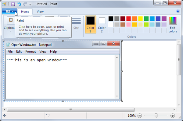 Screenshot on Windows 7