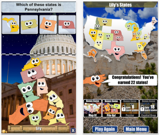 Stack the States, one of the best iPad apps for toddlers