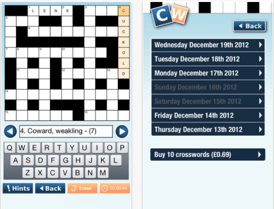 Daily Quick Crossword Puzzles app for iPad