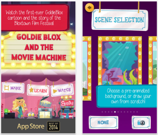 GoldieBlox and the Movie Machine app for kids