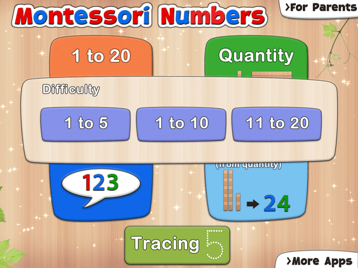 Montessori Numbers, one of the best math apps for ipad