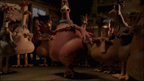 a scene from chicken run